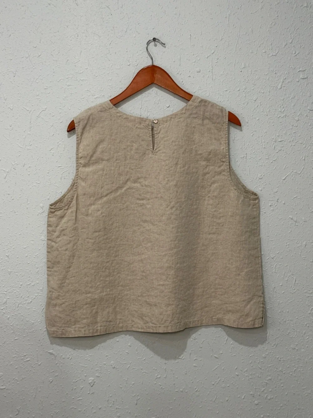 Eileen Fisher Organic Linen Delave Shell Cream Top Size XL - Picture 4 of 11